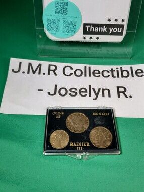 monaco 1962 prestige set of 3 coins. in a case. rainer the 3rd. uncirculated